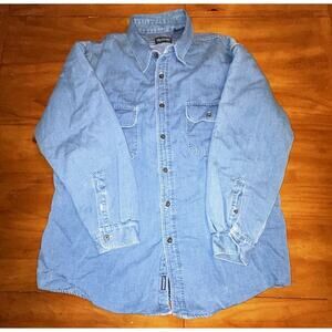WOLVERINE MENS BUTTON UP DENIM JACKET STRIPED FLEECE LINING SIZE EXTRA LARGE
